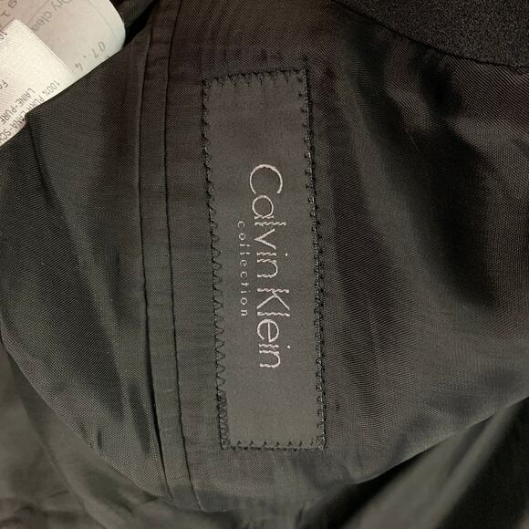 CALVIN KLEIN COLLECTION Size 36 Black Wool Notch Lapel Tuxedo Suit - Picture 8 of 9